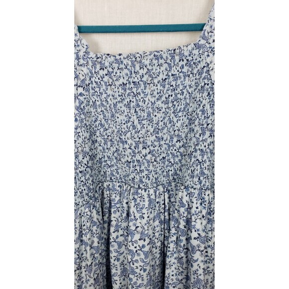 Old Navy Women Tier Dress 4X Smock Blue Babydoll Paisley Floral Peasant Cottage - Picture 4 of 7